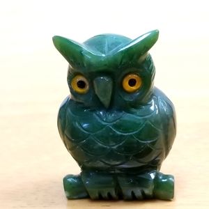 #10053 New Rare Real Collectible Green Jade Owl